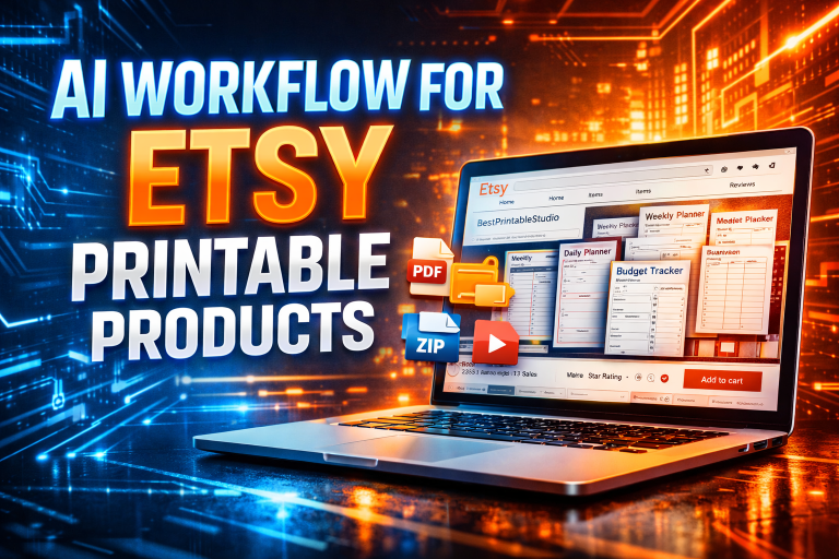 AI workflow to create and sell printable products on Etsy